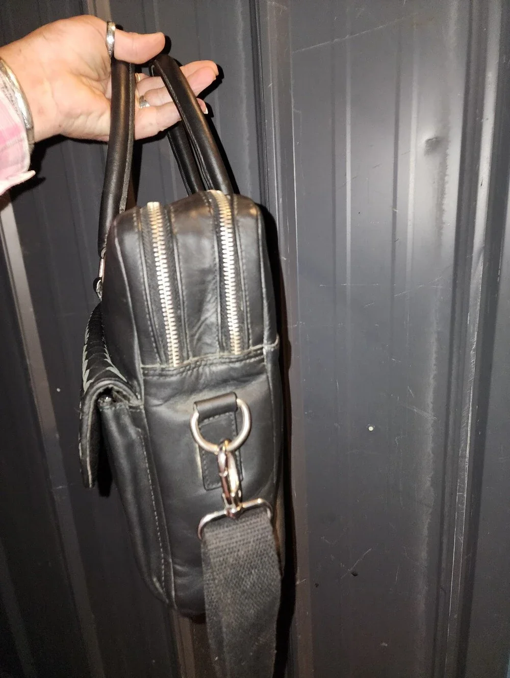 ERCO (Designed in Sweden) Genuine Top Grain Leather Briefcase Black Nice Bag!